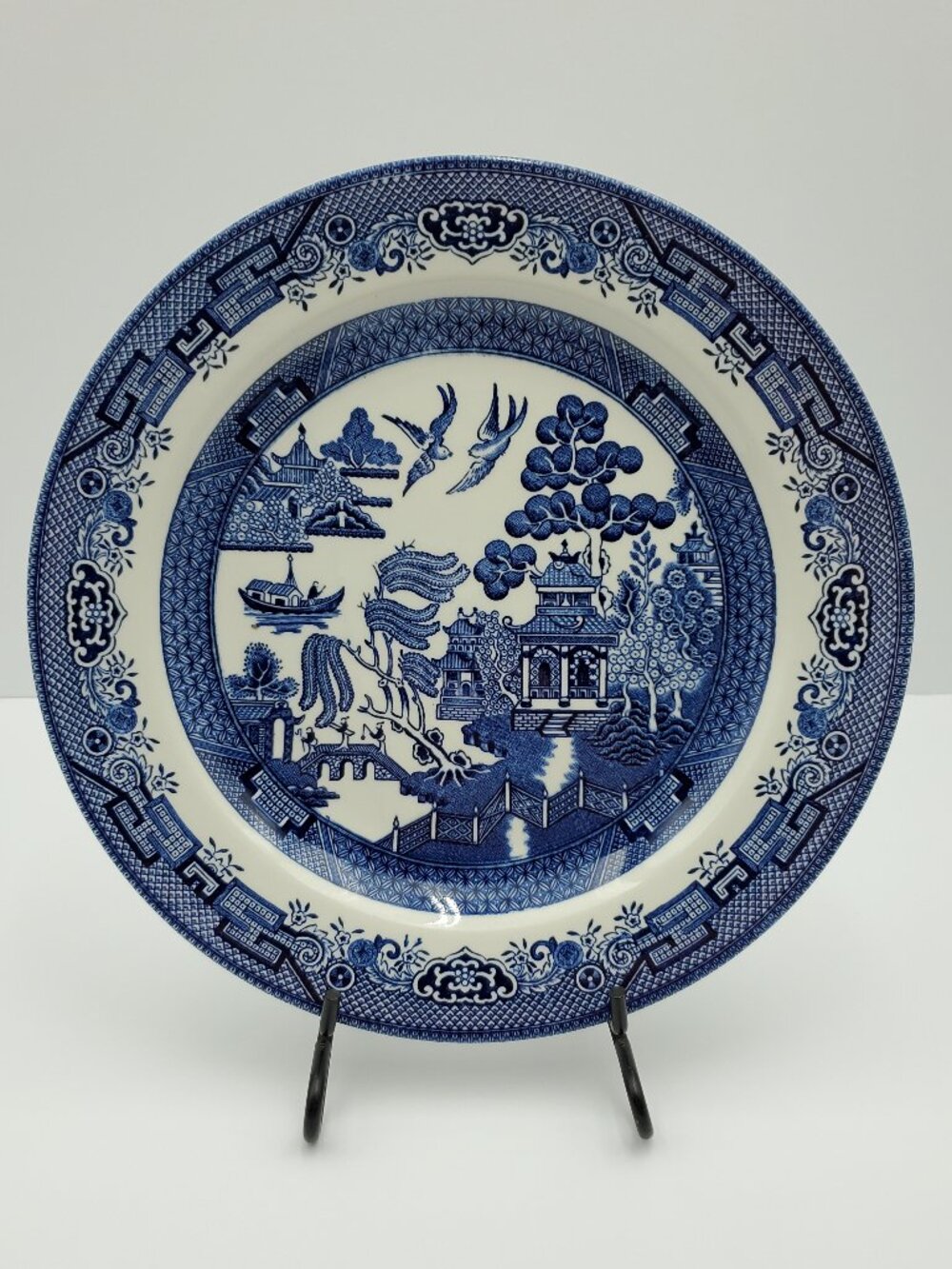 SET OF 2 Churchill Blue Willow Dinner Plates Made in England Willow Blue Plates